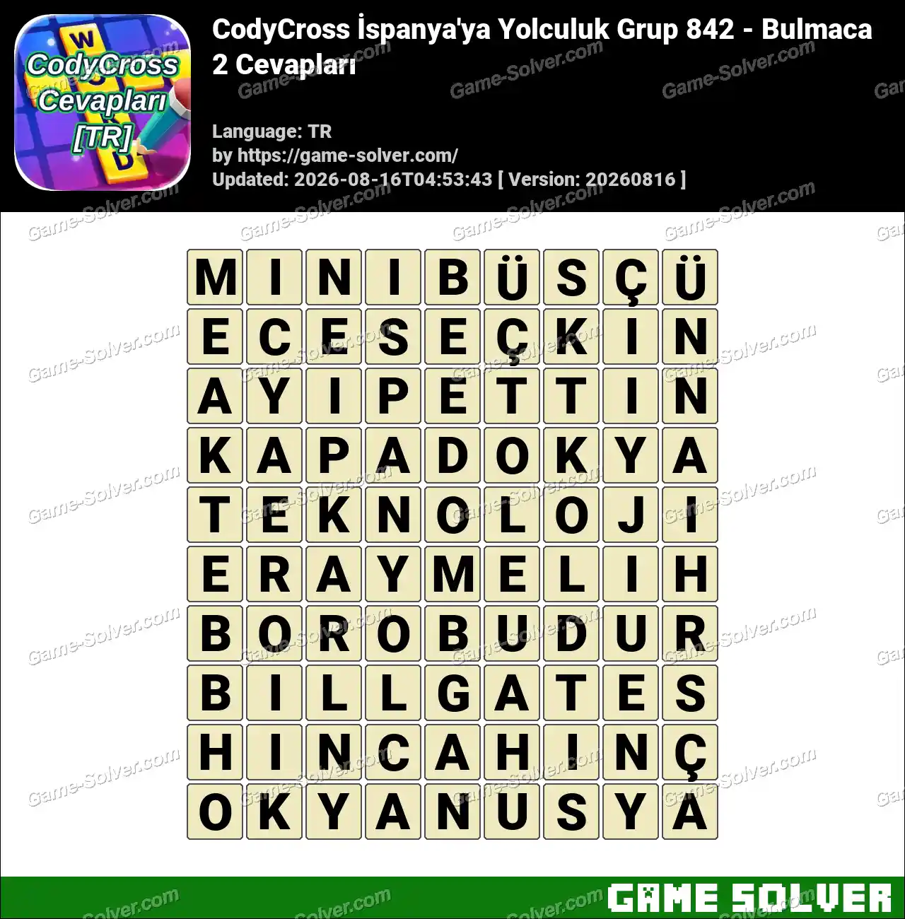 CodyCross İspanya’ya Yolculuk Grup 842 – Bulmaca 2 Cevapları